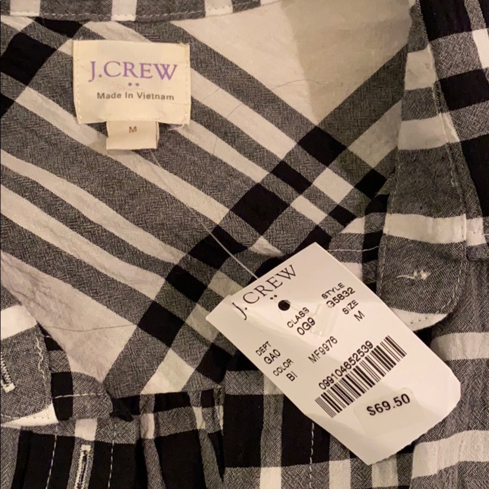 NWT J. Crew Factory long sleeve plaid w/ front tie - Picture 2 of 4